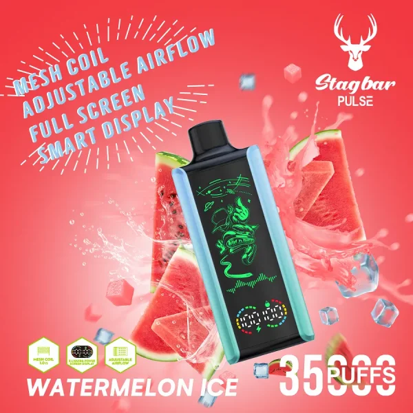 Stagbar Pulse 35000 35K puffs disposable vape - Watermelon Ice flavor