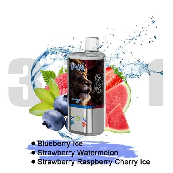 Uwin Tornado 60000 60K puffs triple flavor disposable vape - Blueberry Ice, Strawberry Watermelon, Strawberry Raspberry Cherry Ice