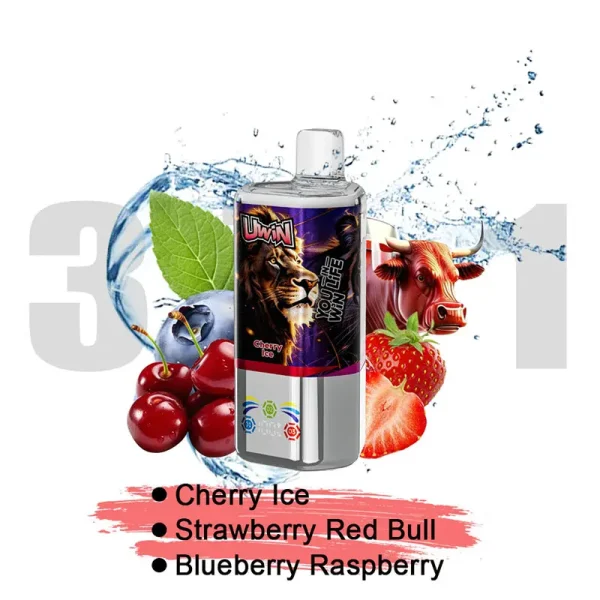 Uwin Tornado 60000 60K puffs triple flavor disposable vape - Cherry Ice, Strawberry Red Bull, Blueberry Raspberry