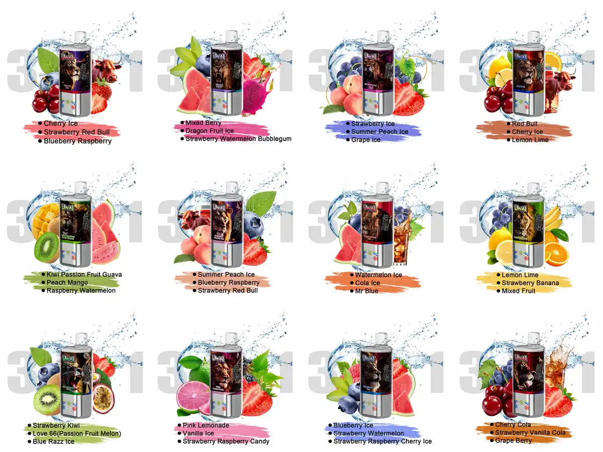 Uwin Tornado 60000 60K puffs triple flavor disposable vape flavor collection chart