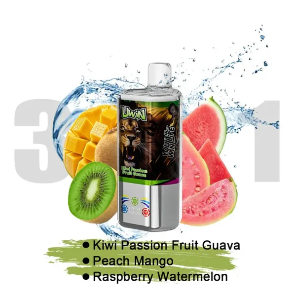 Uwin Tornado 60000 60K puffs triple flavor disposable vape - Kiwi Passion Fruit Guava, Peach Mango, Raspberry Watermelon