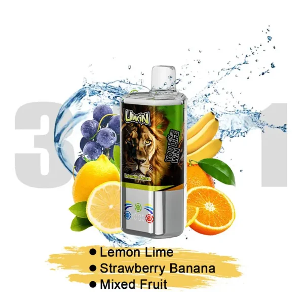 Uwin Tornado 60000 60K puffs triple flavor disposable vape - Lemon Lime, Strawberry Banana, Mixed Fruit