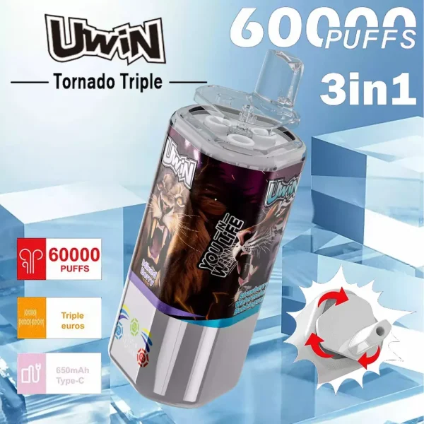 Uwin Tornado 60000 60K puffar trippel smak engångs vape huvudproduktbild