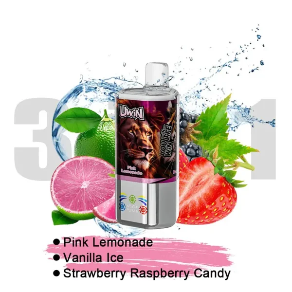 Uwin Tornado 60000 60K puffs triple flavor disposable vape - Pink Lemonade, Vanilla Ice, Strawberry Raspberry Candy