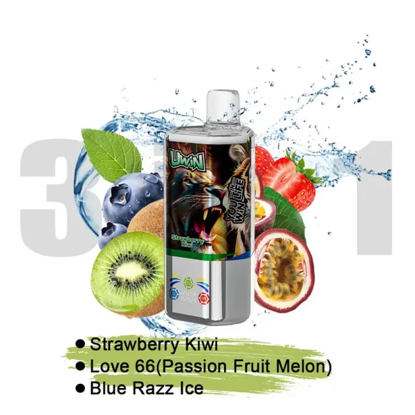Uwin Tornado 60000 60K puffs triple flavor disposable vape - Strawberry Kiwi, Love 66, Blue Razz Ice