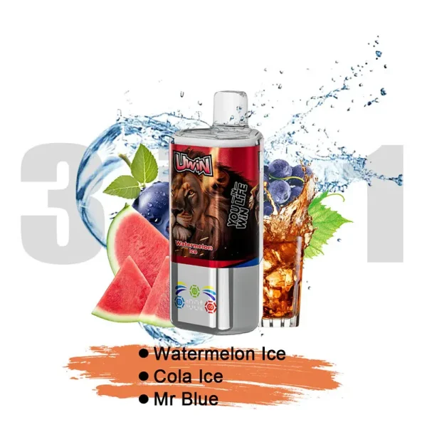 Uwin Tornado 60000 60K puffs triple flavor disposable vape - Watermelon Ice, Cola Ice, Mr Blue