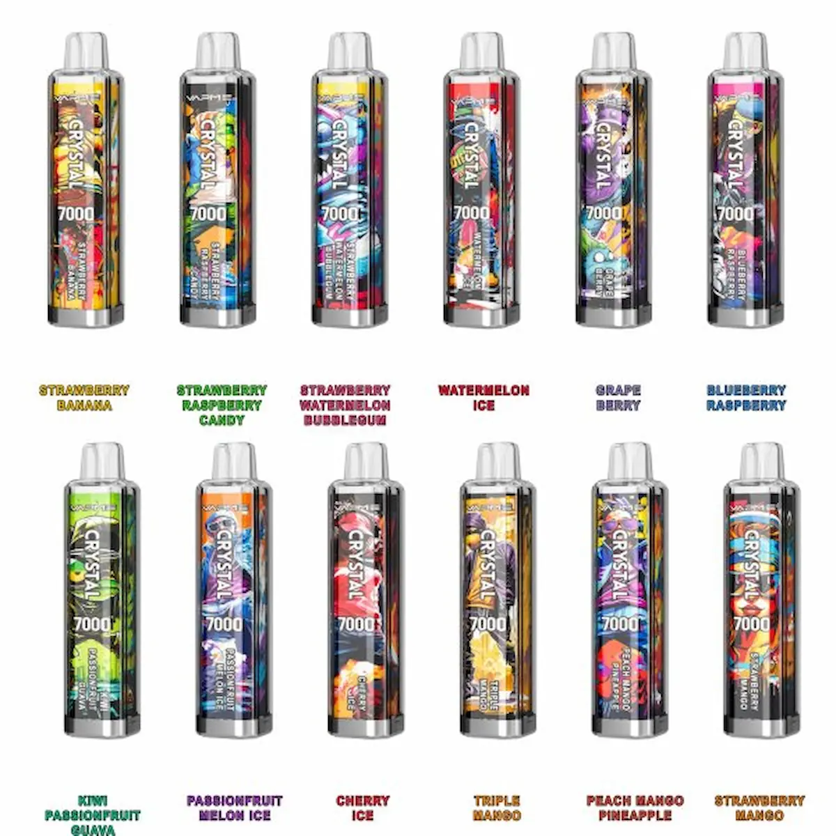 VAPME Crystal 7000 7K puffs disposable vape flavor collection with all available options