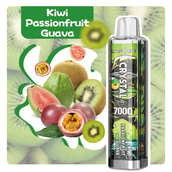 VAPME Crystal 7000 7K puffs disposable vape - Kiwi Passionfruit Guava flavor