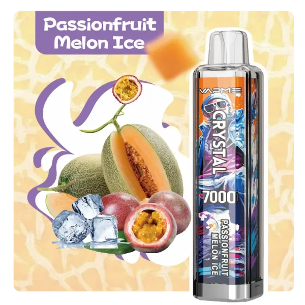 VAPME Crystal 7000 7K puffs disposable vape - Passionfruit Melon Ice flavor