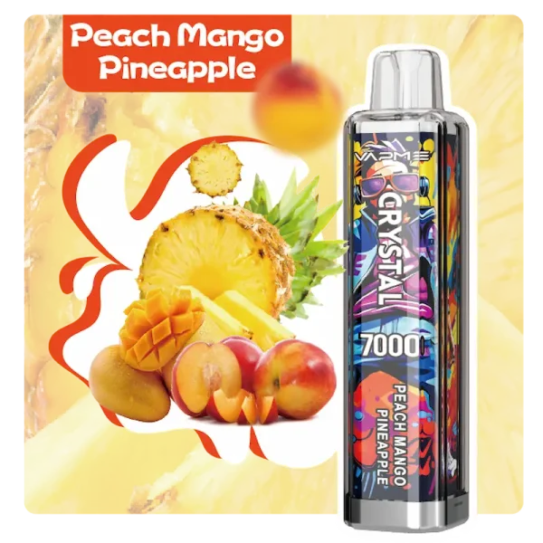 VAPME Crystal 7000 7K puffs disposable vape - Peach Mango Pineapple flavor