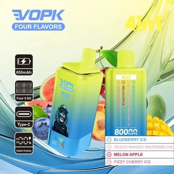VOPK 80000 80K puffs four flavors disposable vape - Blueberry Ice, Peach Mango Watermelon, Melon Apple, Fizzy Cherry Ice