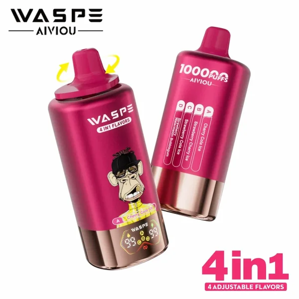 WASPE 100000 100K puffs 4-in-1 disposable vape - Cherry Cola Ice, Strawberry Cherry Ice, Strawberry Cola Ice, Strawberry Watermelon Bubblegum