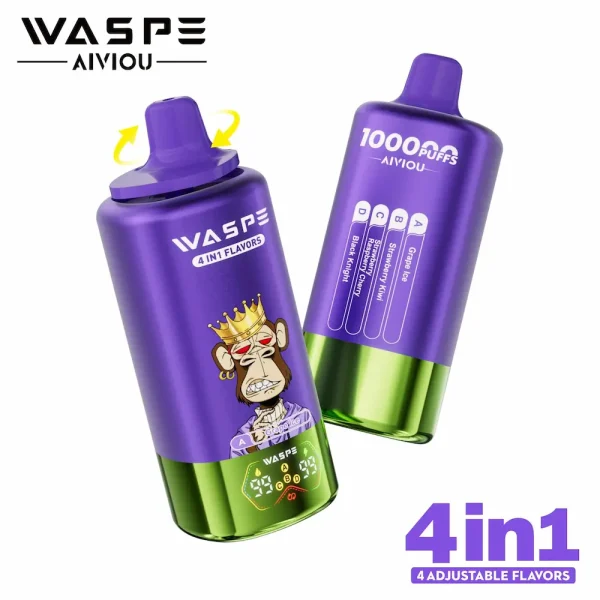 WASPE 100000 100K puffs 4-in-1 disposable vape - Grape Ice, Strawberry Kiwi, Strawberry Raspberry Cherry, Black Knight