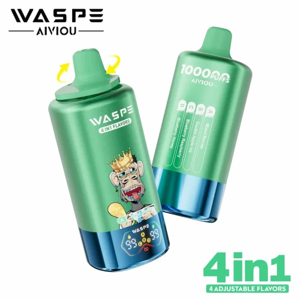 WASPE 100000 100K puffs 4-in-1 disposable vape - Mixed Berries, Double Apple Ice, Blueberry Raspberry, Blueberry Honey