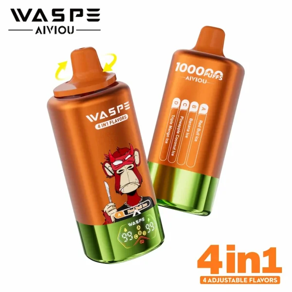 WASPE 100000 100K puffs 4-in-1 disposable vape - Red Bull Ice, Banana Ice, Pineapple Coconut Ice, Triple Mango Ice