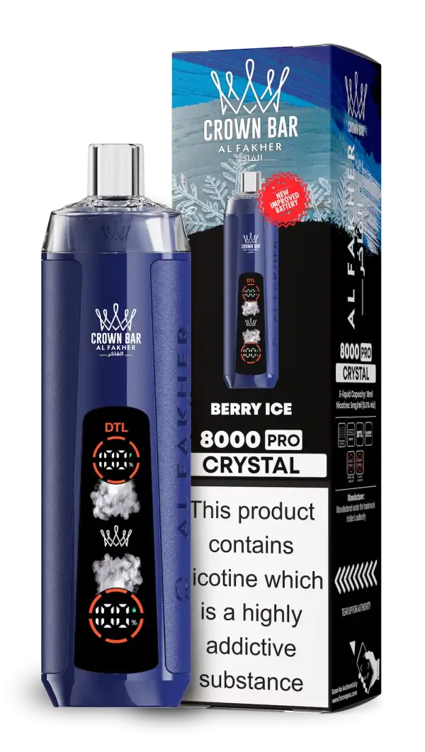 Al Fakher Crown Bar 8000 8K Puffs Berry Ice Disposable Vape – Dual Mode Crystal 5% Nicotine