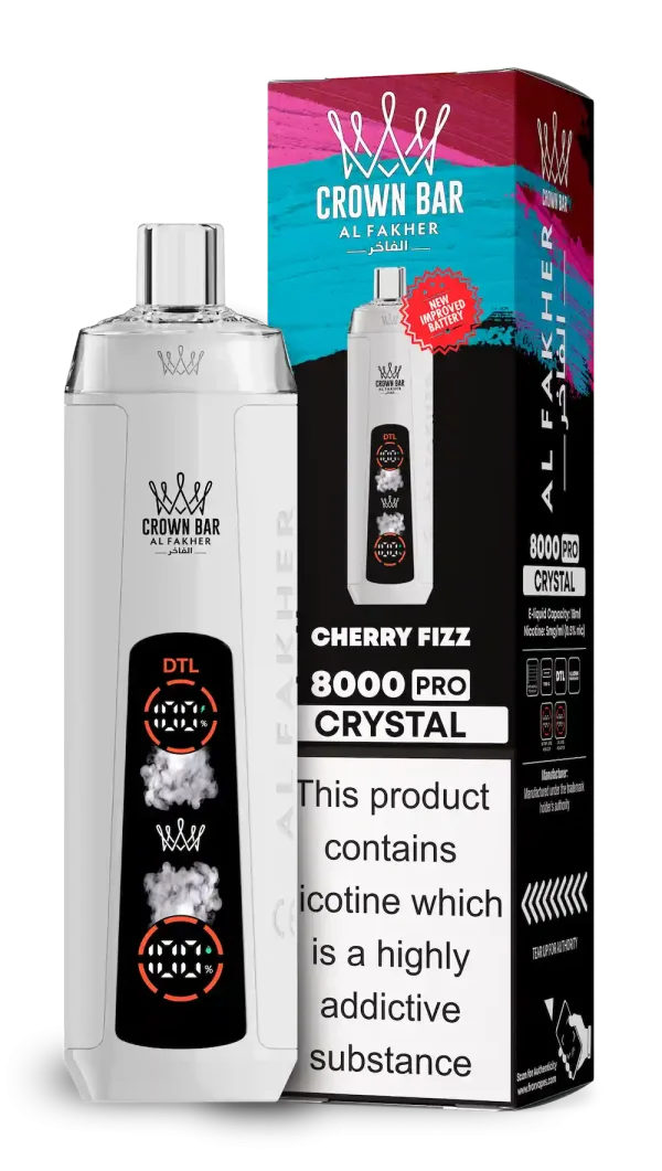 Al Fakher Crown Bar 8000 8K Puffs Cherry Fizz Disposable Vape – Dual Mode Crystal 5% Nicotine