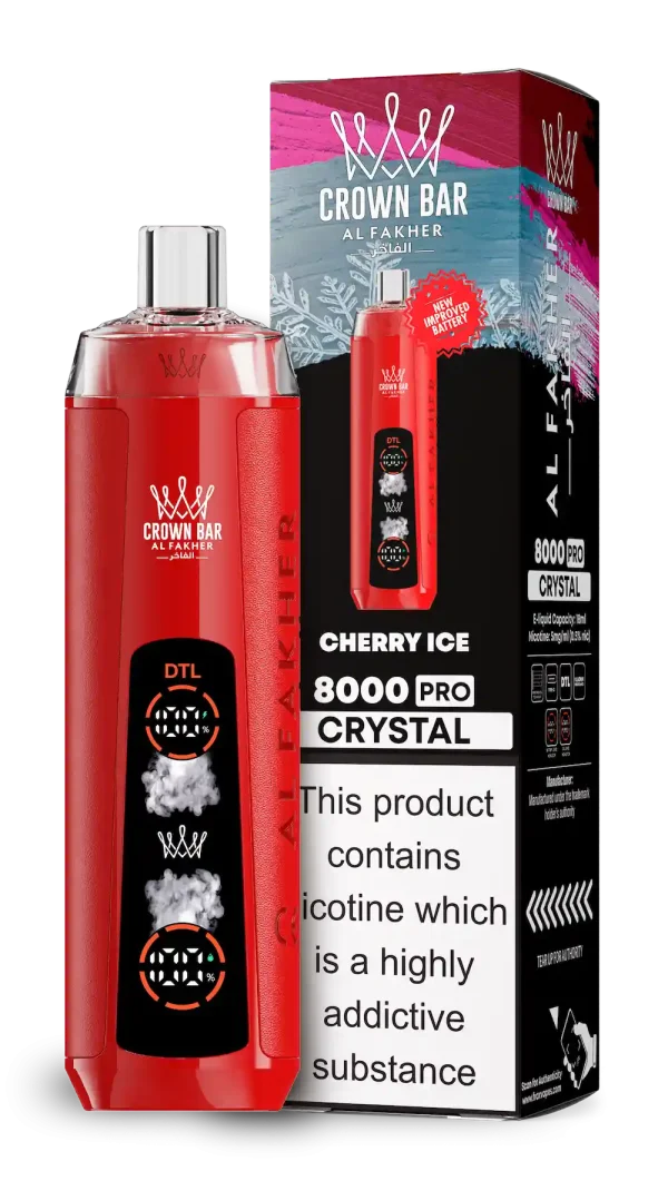 Al Fakher Crown Bar 8000 8K Puffs Cherry Ice Disposable Vape – Dual Mode Crystal 5% Nicotine