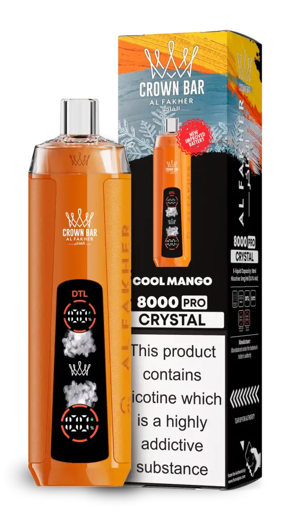 Al Fakher Crown Bar 8000 8K Puffs Cool Mango Disposable Vape – Dual Mode Crystal 5% Nicotine