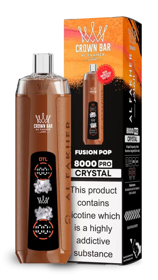 Al Fakher Crown Bar 8000 8K Puffs Fusion Pop Disposable Vape – Dual Mode Crystal 5% Nicotine