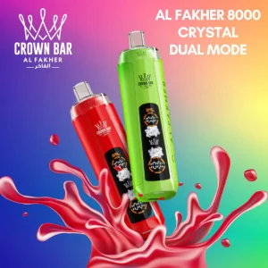 Al Fakher Crown Bar 8000 8K Puffs Disposable Vape – Dual Mode Crystal 5% Nicotine, Rechargeable, Long-lasting 8000 Puff Device