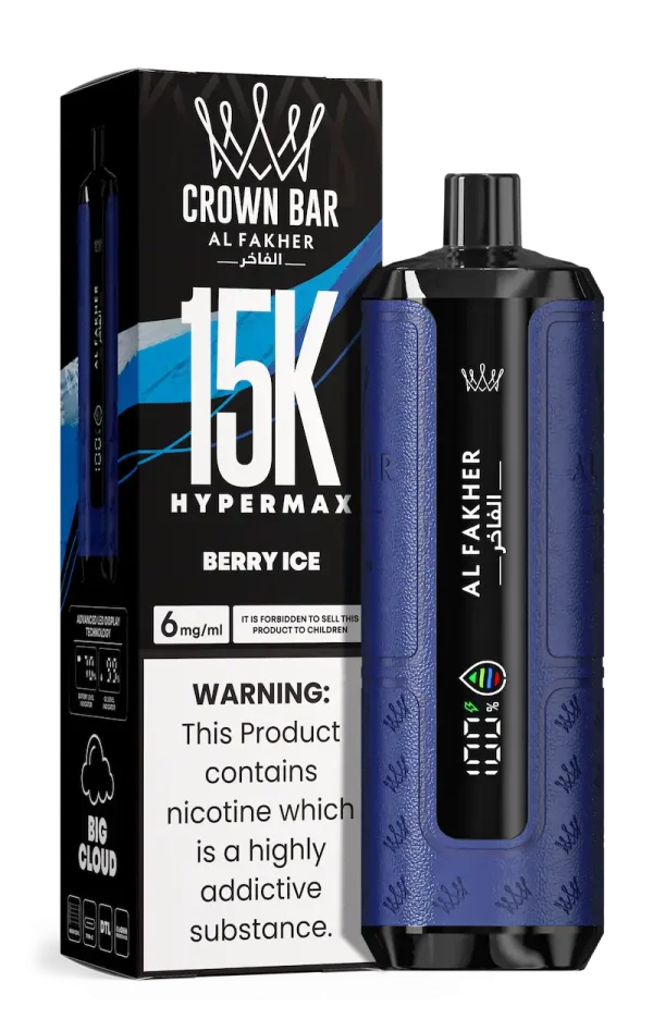 Al Fakher Crown Bar Hypermax 15000 puffs disposable vape Berry Ice flavor