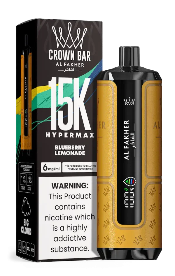 Al Fakher Crown Bar Hypermax 15000 puffs disposable vape Blueberry Lemonade flavor