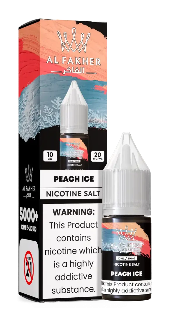Al Fakher Peach Ice Nicotine Salt E-Liquid 10ml 20mg – Sweet Peach with Cooling Menthol Vape Juice