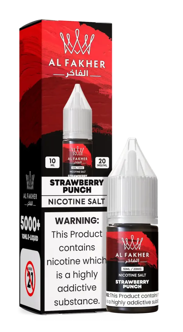 Al Fakher Strawberry Punch Nicotine Salt E-Liquid 10ml 20mg – Sweet and Tangy Strawberry Vape Juice