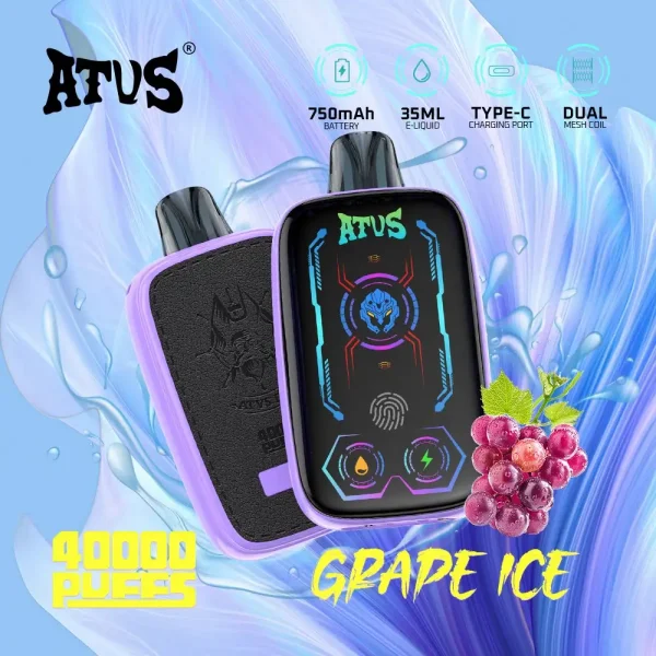 ATVS DE023 40000 puffs smart screen disposable vape - Grape Ice flavor