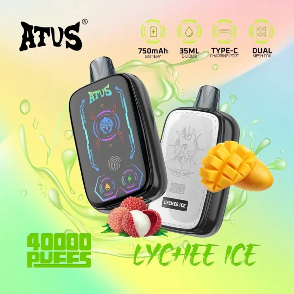 ATVS DE023 40000 puffs smart screen disposable vape - Lychee Ice flavor