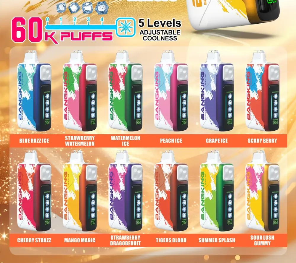 ANG KING 60000 Disposable Vape 60K Puffs All Flavors Collection Blue Razz Ice, Peach Ice, Mango Magic, Strawberry Watermelon, and More