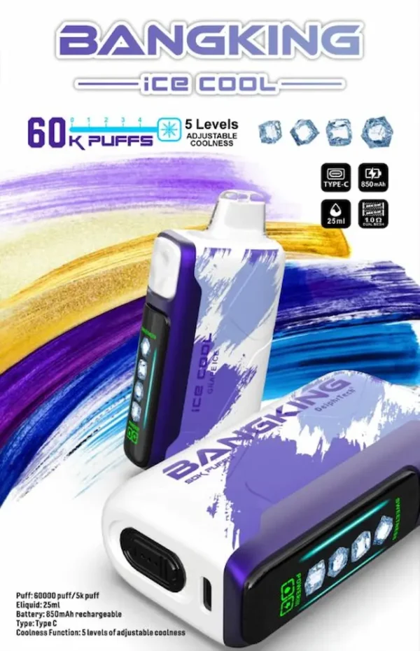 BANG KING 60000 Grape Ice Disposable Vape 60K Puffs Juicy Grape Flavor