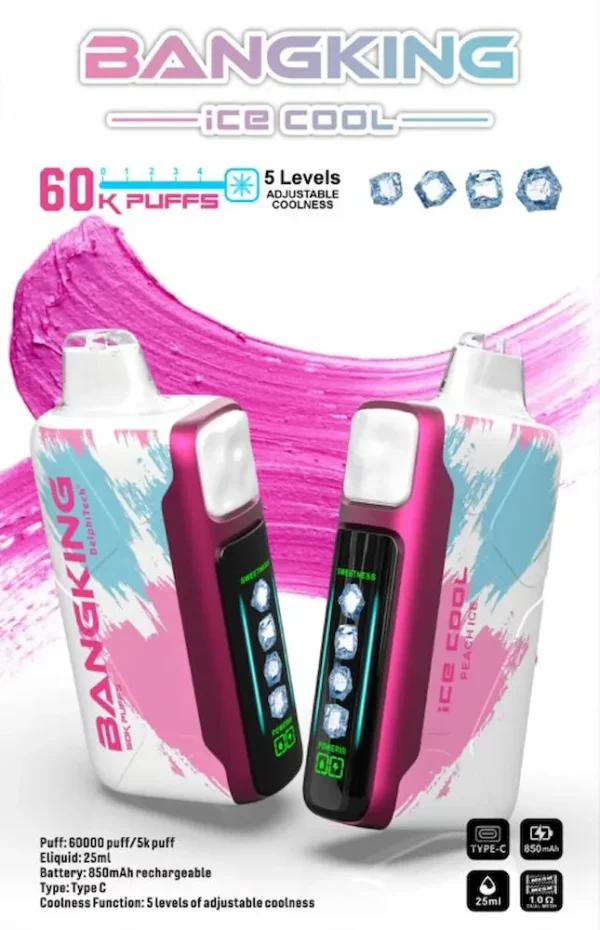 BANG KING 60000 Peach Ice Disposable Vape 60K Puffs Sweet Peach Flavor