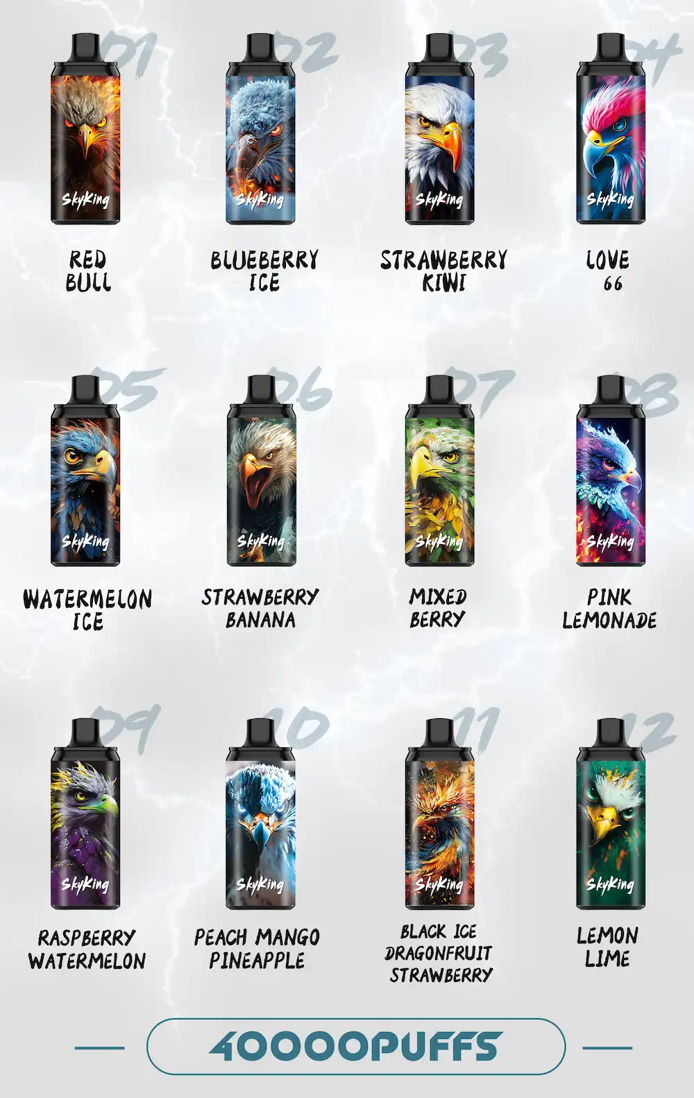 Lavie SkyKing 40000 40K puffs disposable vape 12 flavor collection