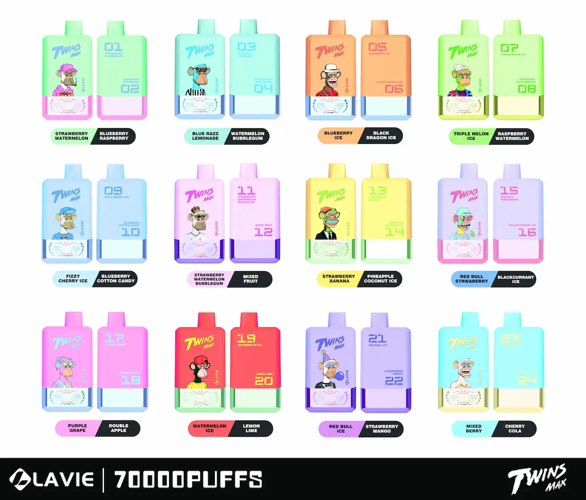 Lavie Twins Max 70000 70K puffs disposable vape all flavor combinations collection