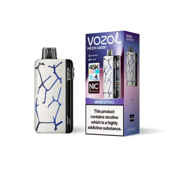 VOZOL Neon 45000 Mixed Berries Smart Disposable Vape – 45K Puffs Fruity Flavor with Nicotine and Ice Control