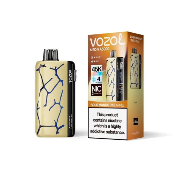 VOZOL Neon 45000 Sour Mango Pineapple Smart Disposable Vape – 45K Puffs Tropical Blend with Adjustable Ice