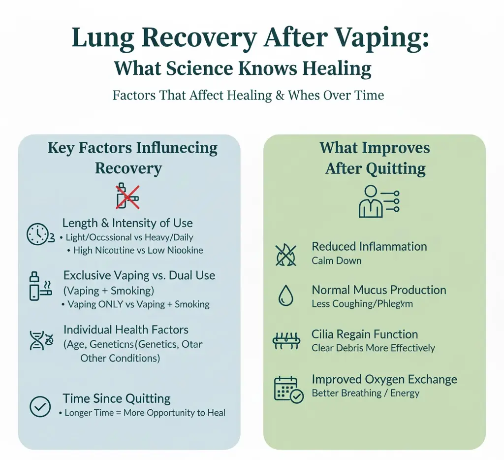 Faktorer, der påvirker lungernes restitution efter langvarig dampning
