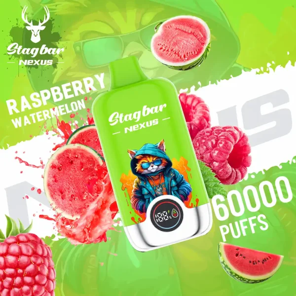 Stagbar Nexus 60000 Puffs Disposable Vape Raspberry Watermelon flavor – juicy watermelon mixed with sweet raspberries