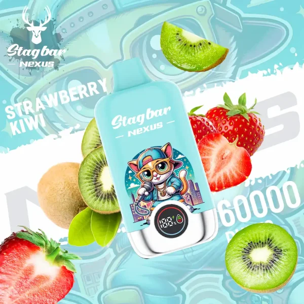 Stagbar Nexus 60000 Puffs Disposable Vape Strawberry Kiwi flavor – sweet strawberry blended with tangy kiwi