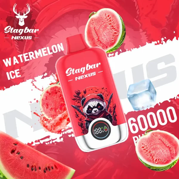 Stagbar Nexus 60000 Puffs Disposable Vape Watermelon Ice flavor – refreshing frozen watermelon taste