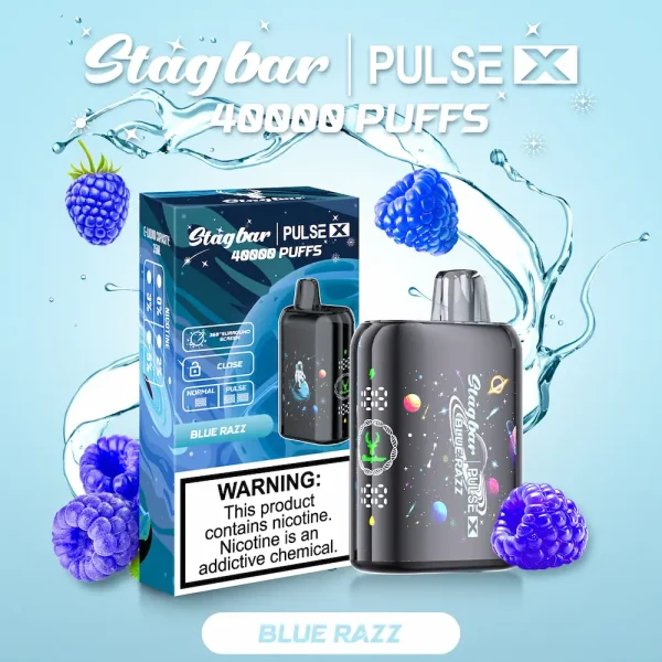 Stagbar Pulse X 40000 Puffs Disposable Vape with Smart Screen - Blue Razz Flavor