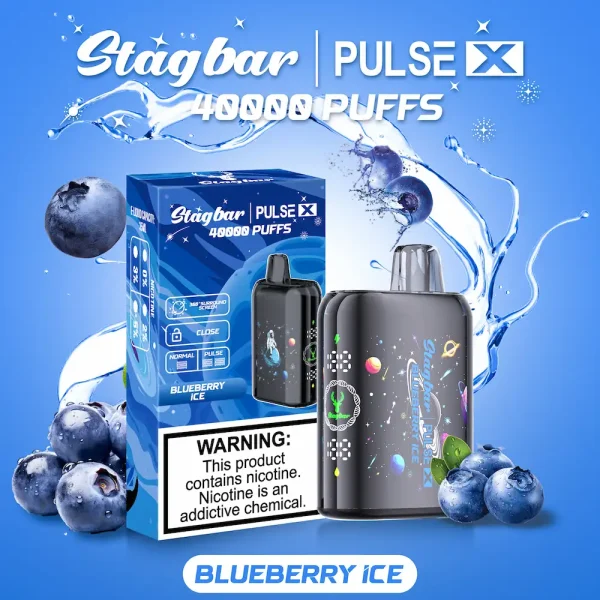 Stagbar Pulse X 40000 Puffs Disposable Vape with Smart Screen - Blueberry Ice Flavor