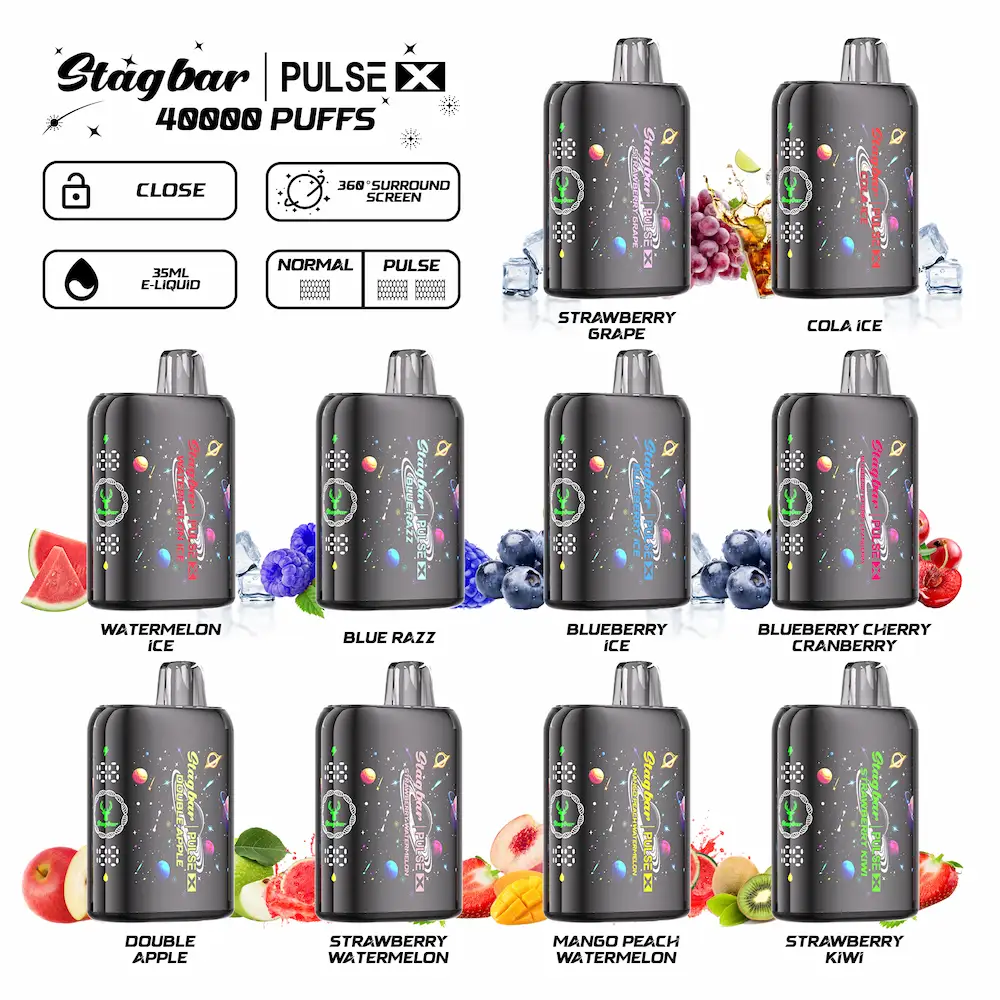 Stagbar Pulse X 40000 40K Puffs Smart Screen Vape 13 Stagbar Pulse X 40000 Puffs Disposable Vape – Full Flavor Collection with Smart Screen Display