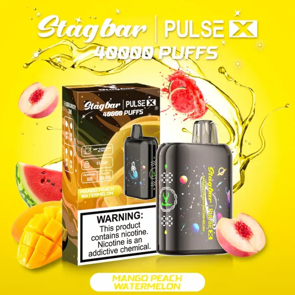 Stagbar Pulse X 40000 Puffs Disposable Vape with Smart Screen - Mango Peach Watermelon Flavor