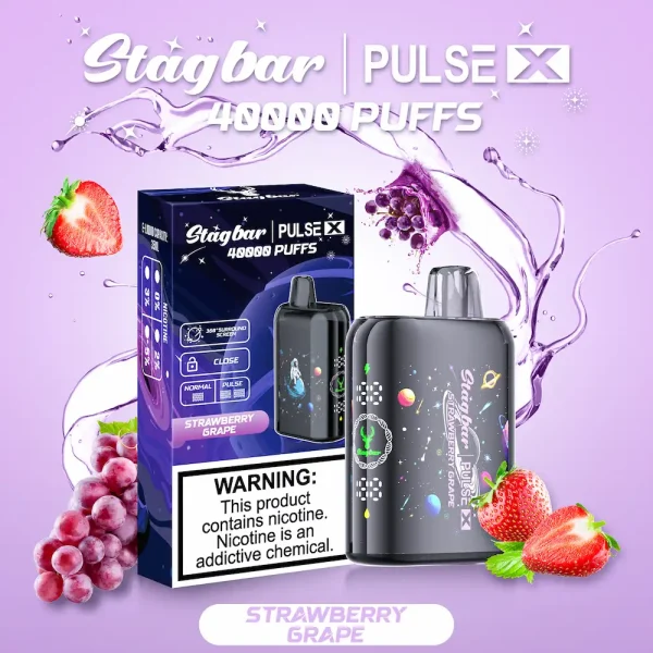 Stagbar Pulse X 40000 Puffs Disposable Vape with Smart Screen - Strawberry Grape Flavor