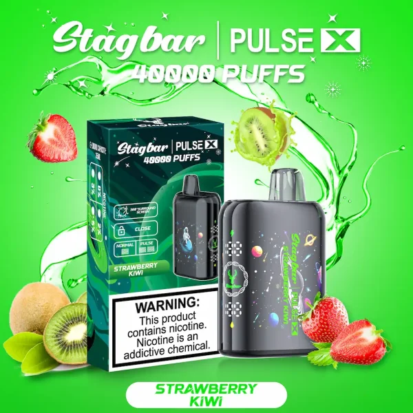 Stagbar Pulse X 40000 Puffs Disposable Vape with Smart Screen - Strawberry Kiwi Flavor