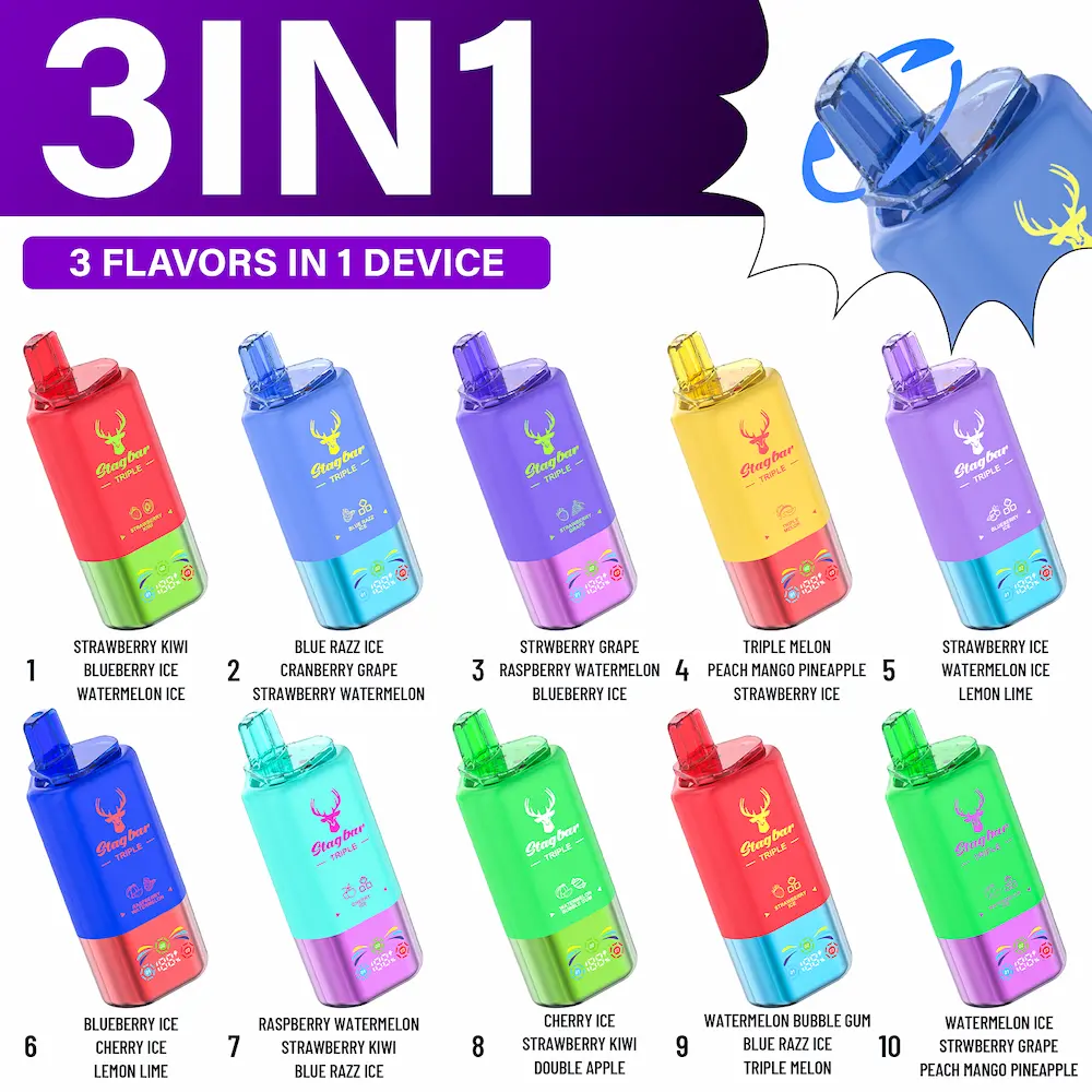 STAGBAR Triple 60000 Puffs Disposable Vape – Full Flavor Collection with 3-in-1 Multiple Flavor Options