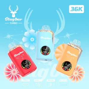 Stagbar Turbo 36000 Puffs Wegwerp Vape - Hoofdafbeelding van het product met LED-display, Dual Mesh Coil, Type-C Opladen, 30ml E-liquid